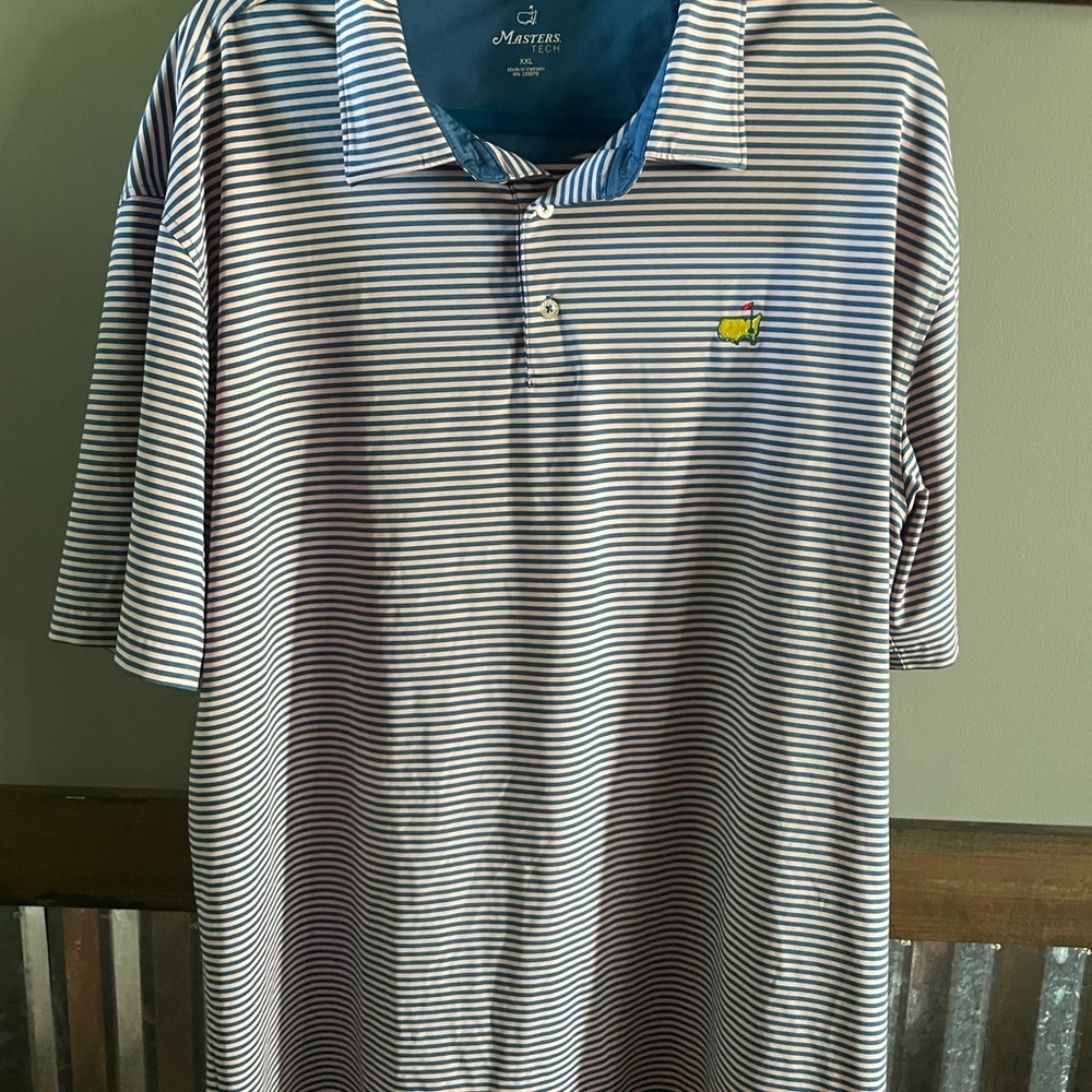 Masters Blue and White Polo Shirt Classic Striped Design